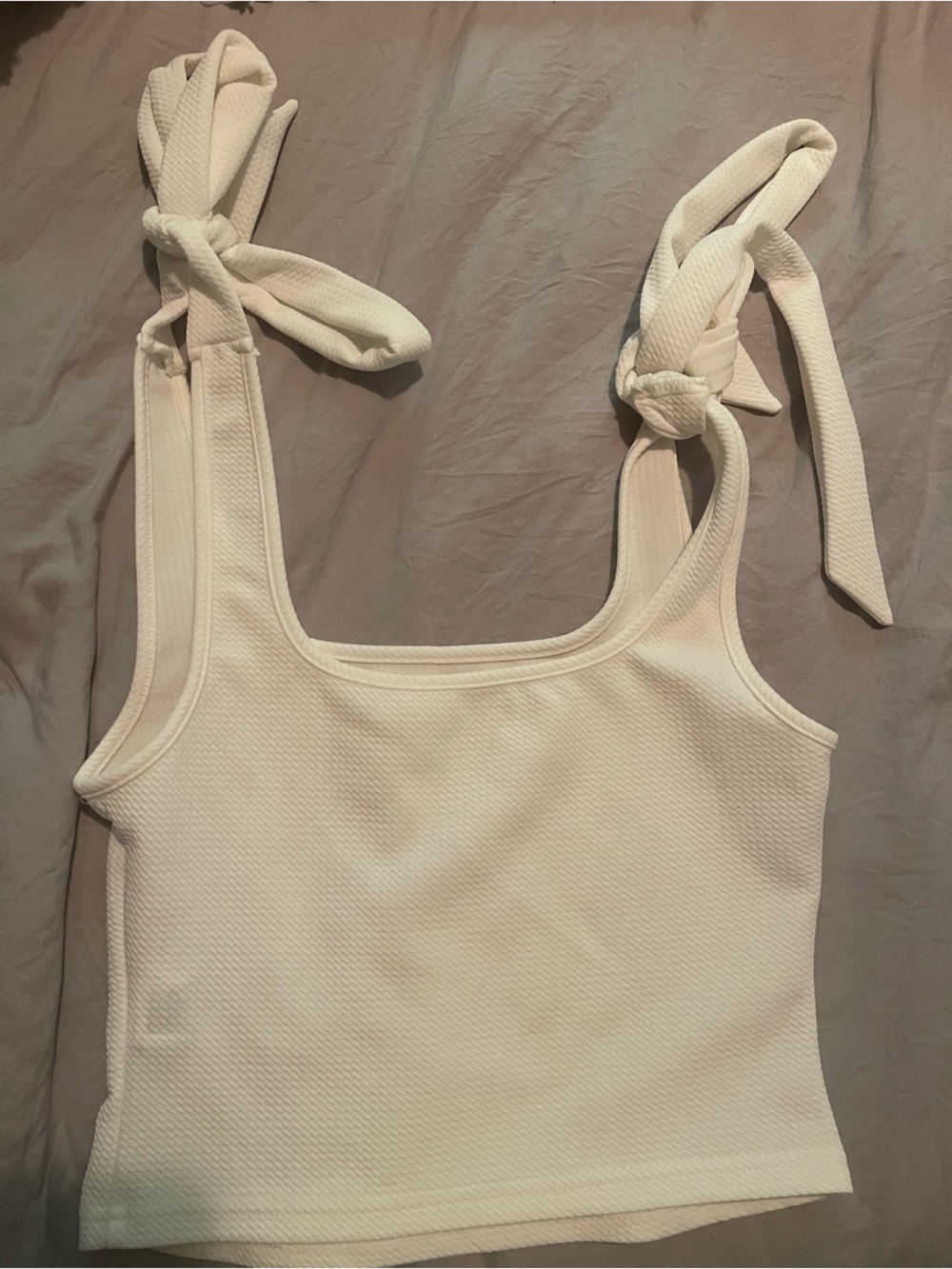 Women’s Tie-Shoulder Tank Top — White - worn once